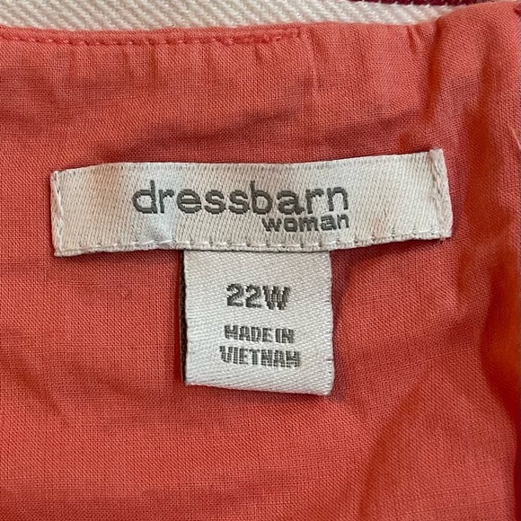 Dress Barn Coral/Brown Lined Dress Size 22W - Picture 6 of 7